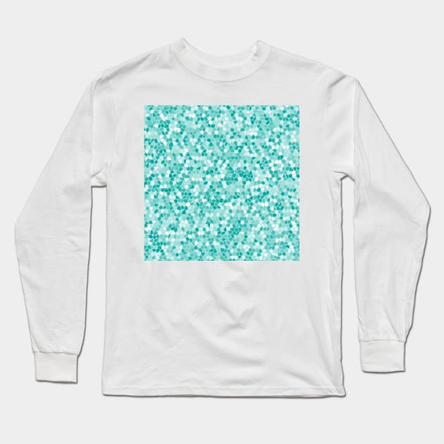 Teal Shades Mosaic Pattern Long Sleeve T-Shirt by John Uttley